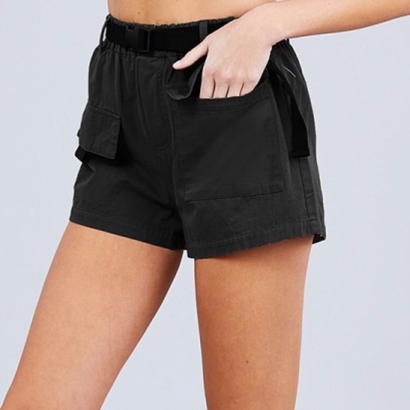 BLACK TWILL BELTED CARGO - Picture 4 of 6